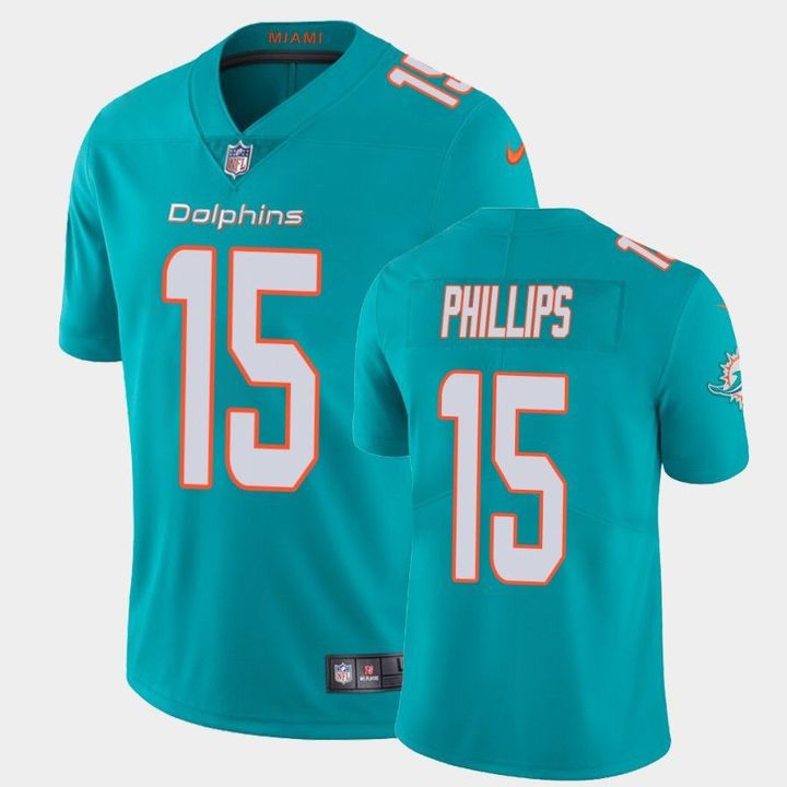 Men Miami Dolphins 15 Jaelan Phillips Nike Green Vapor Limited NFL Jersey